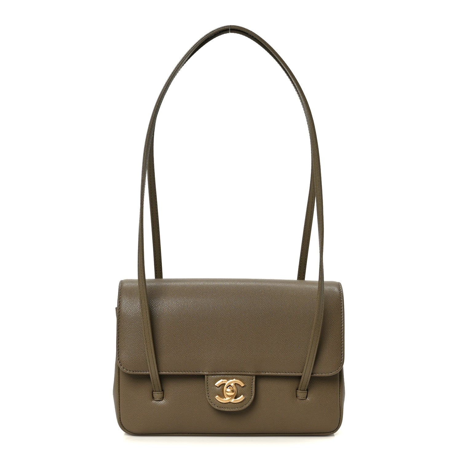 Chanel Shiny Caviar Preppy Coco Small Flap Dark Khaki 1 of 11