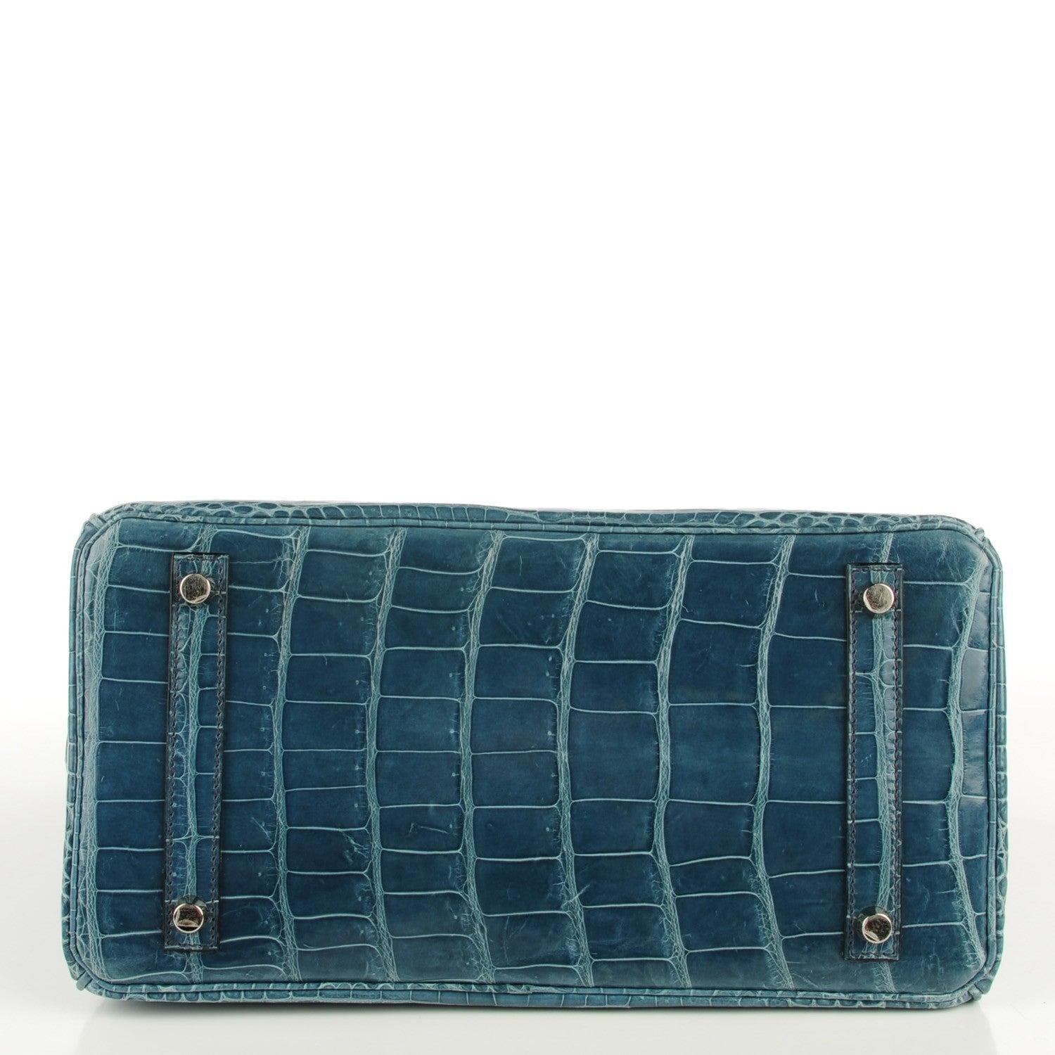 Hermes Shiny Porosus Crocodile Birkin 30 Blue Jean 21 of 32