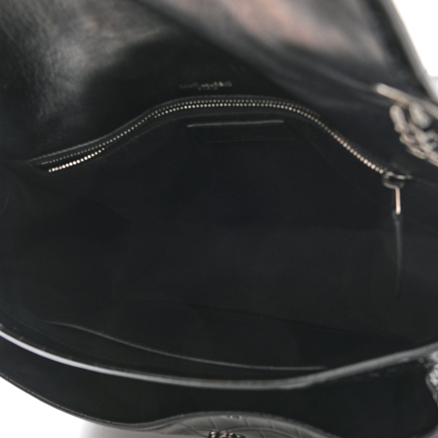 Saint Laurent Patent Crocodile Embossed Lambskin Monogram Medium Niki Chain Satchel Black 5 of 11