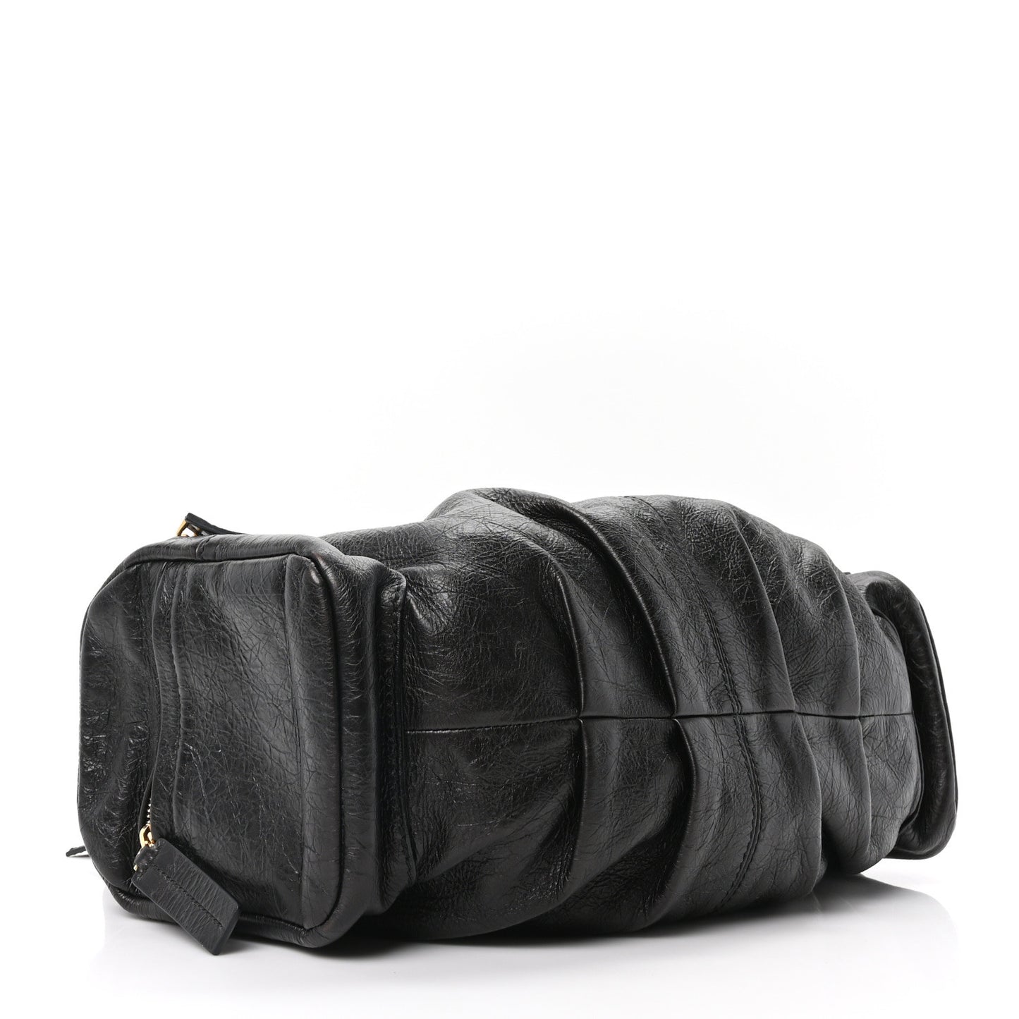 Crinkled Calfskin Large Grand Tour Multipocket Bag Black