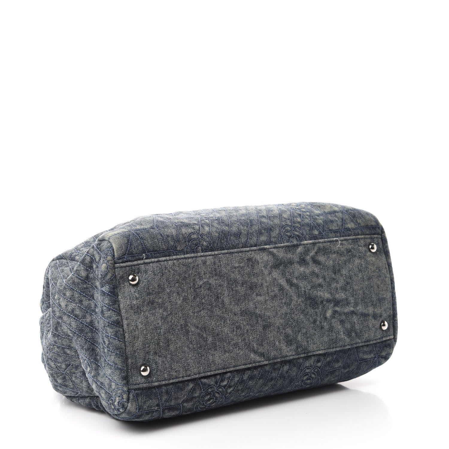 Chanel Denim Camellia Embroidered Large Just Mademoiselle Blue 4 of 10