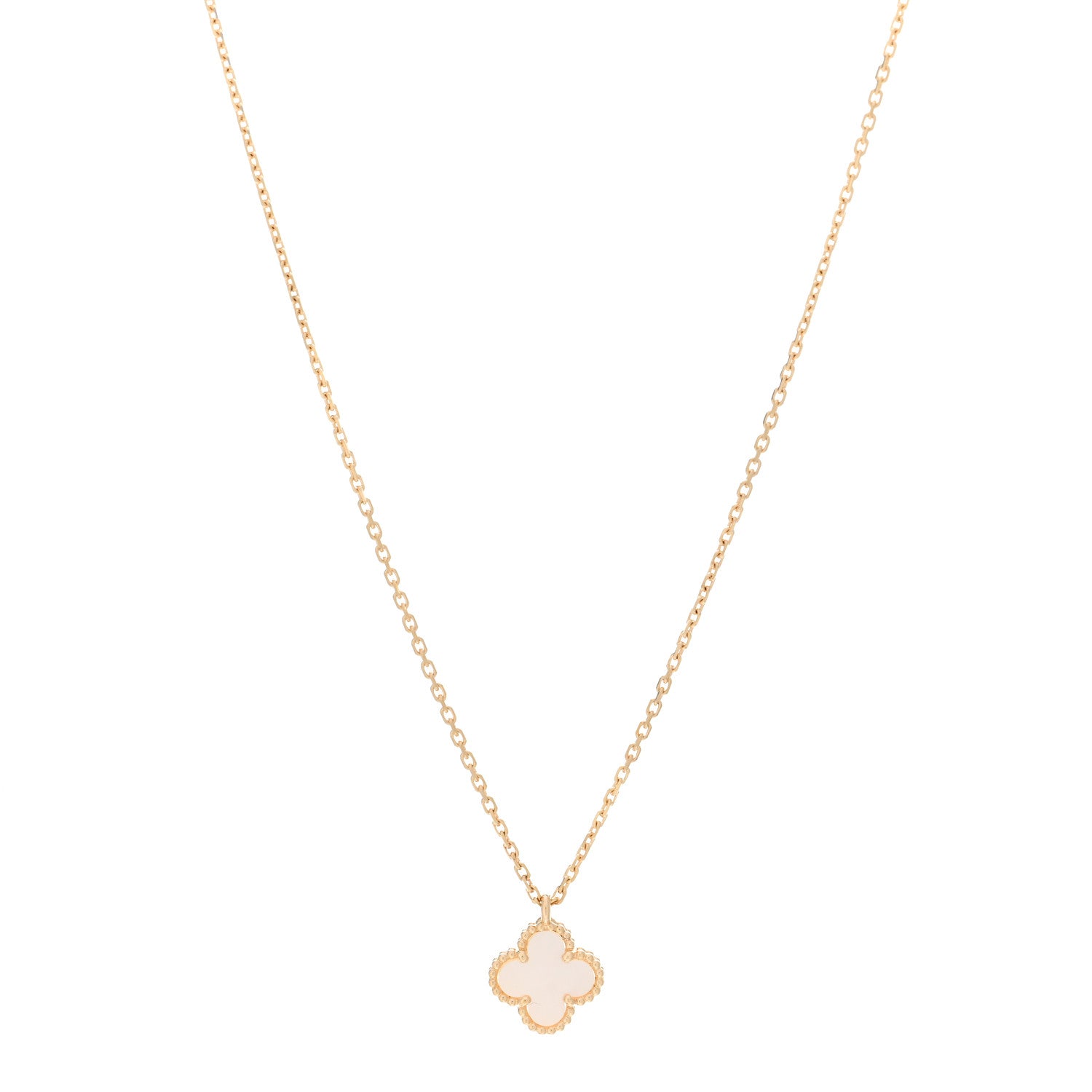 Van Cleef & Arpels 18K Yellow Gold Mother of Pearl Sweet Alhambra Pendant Necklace 1 of 5