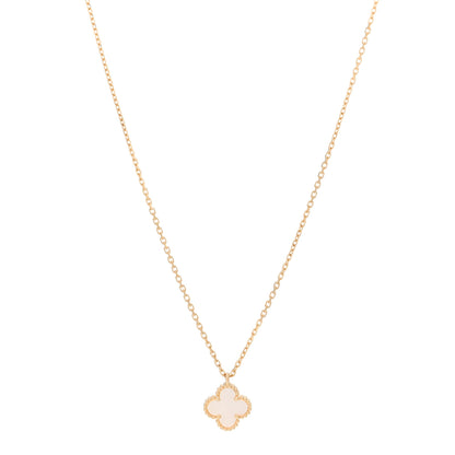 Van Cleef & Arpels 18K Yellow Gold Mother of Pearl Sweet Alhambra Pendant Necklace 1 of 5