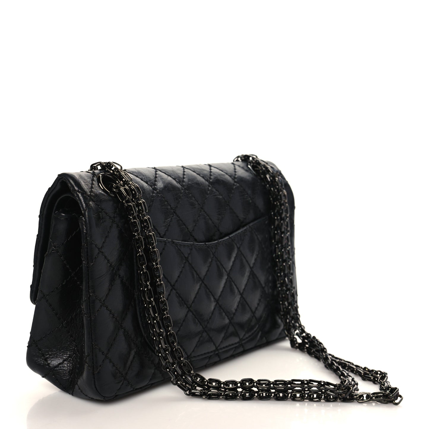Aged Calfskin Quilted 2.55 Reissue 225 Flap So Black