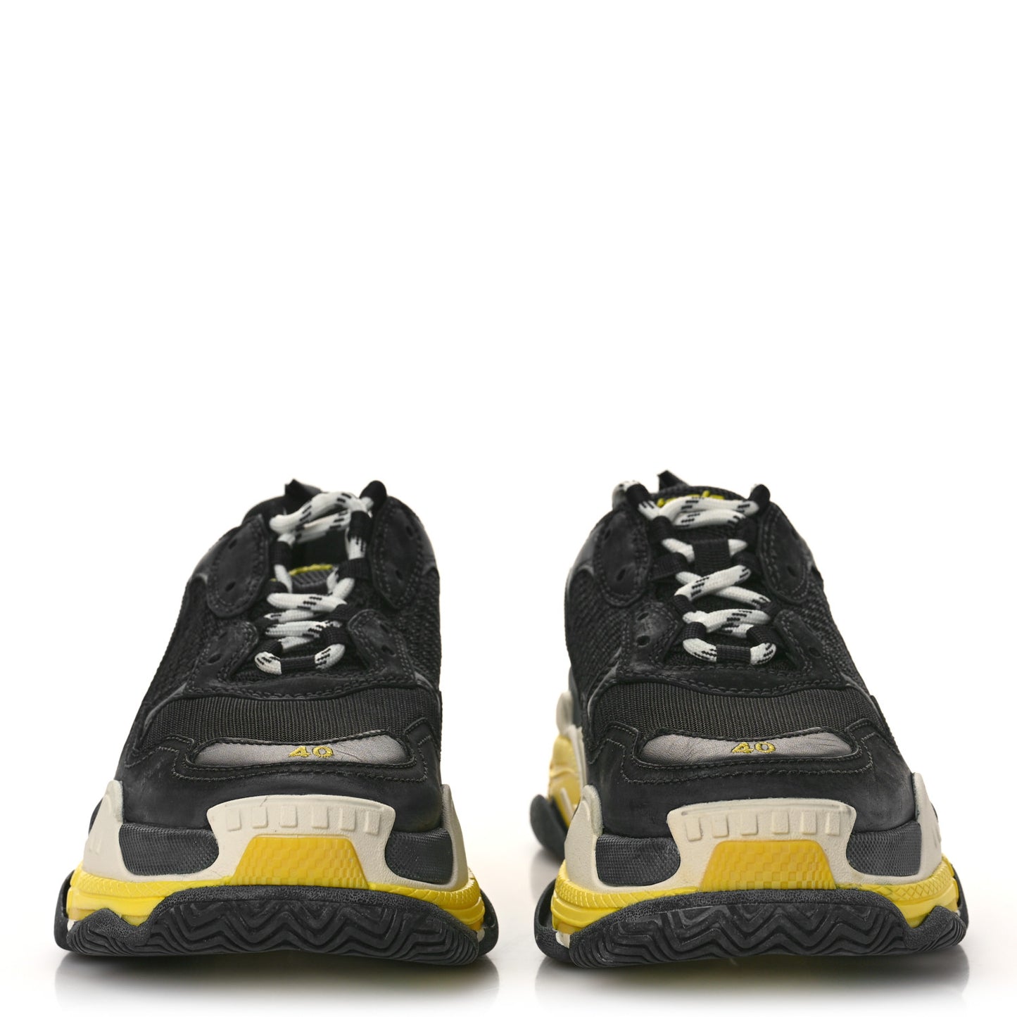 Fabric Mesh Mens Triple S Sneakers 40 Black Yellow