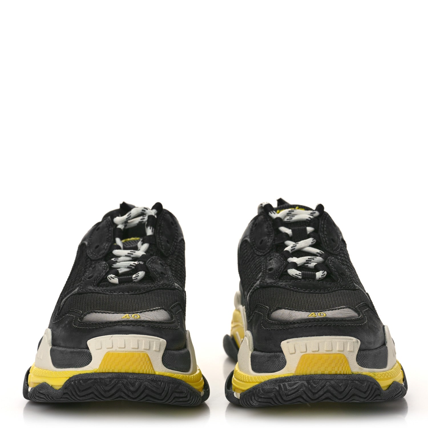 Balenciaga Fabric Mesh Mens Triple S Sneakers 40 Black Yellow 2 of 8