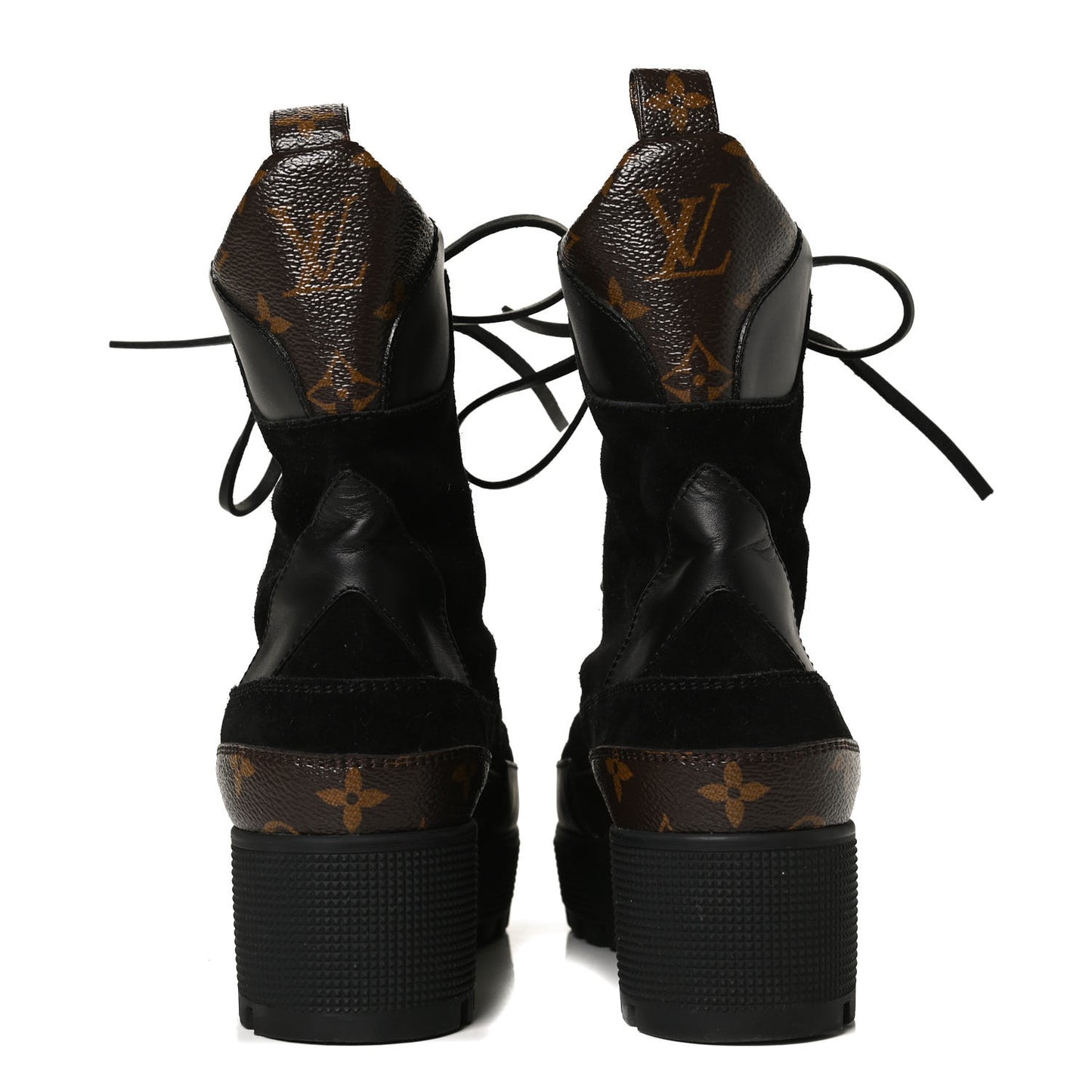 Suede Calfskin Monogram Laureate Platform Desert Boots 39 Black
