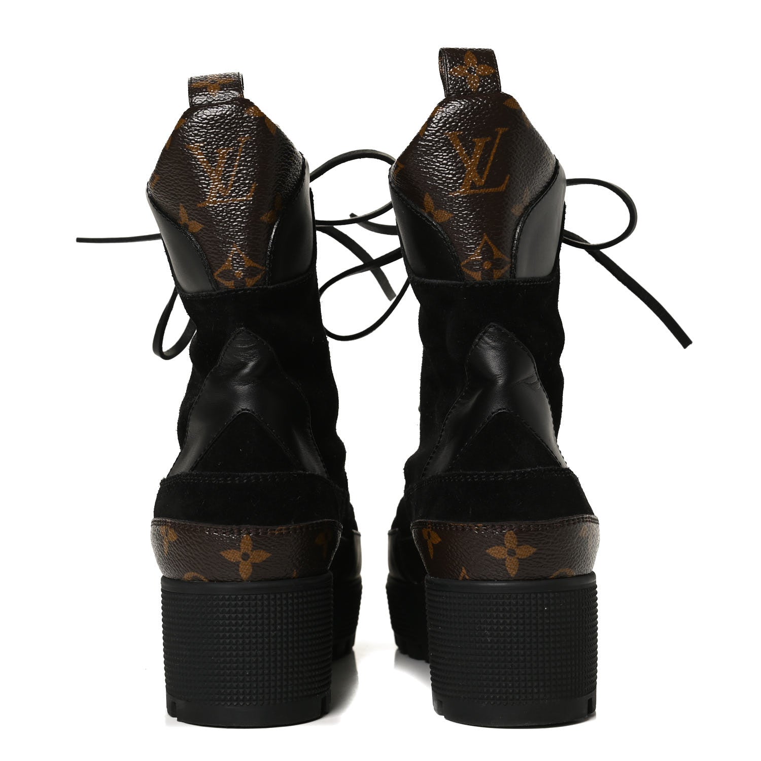 Louis Vuitton Suede Calfskin Monogram Laureate Platform Desert Boots 39 Black 6 of 14