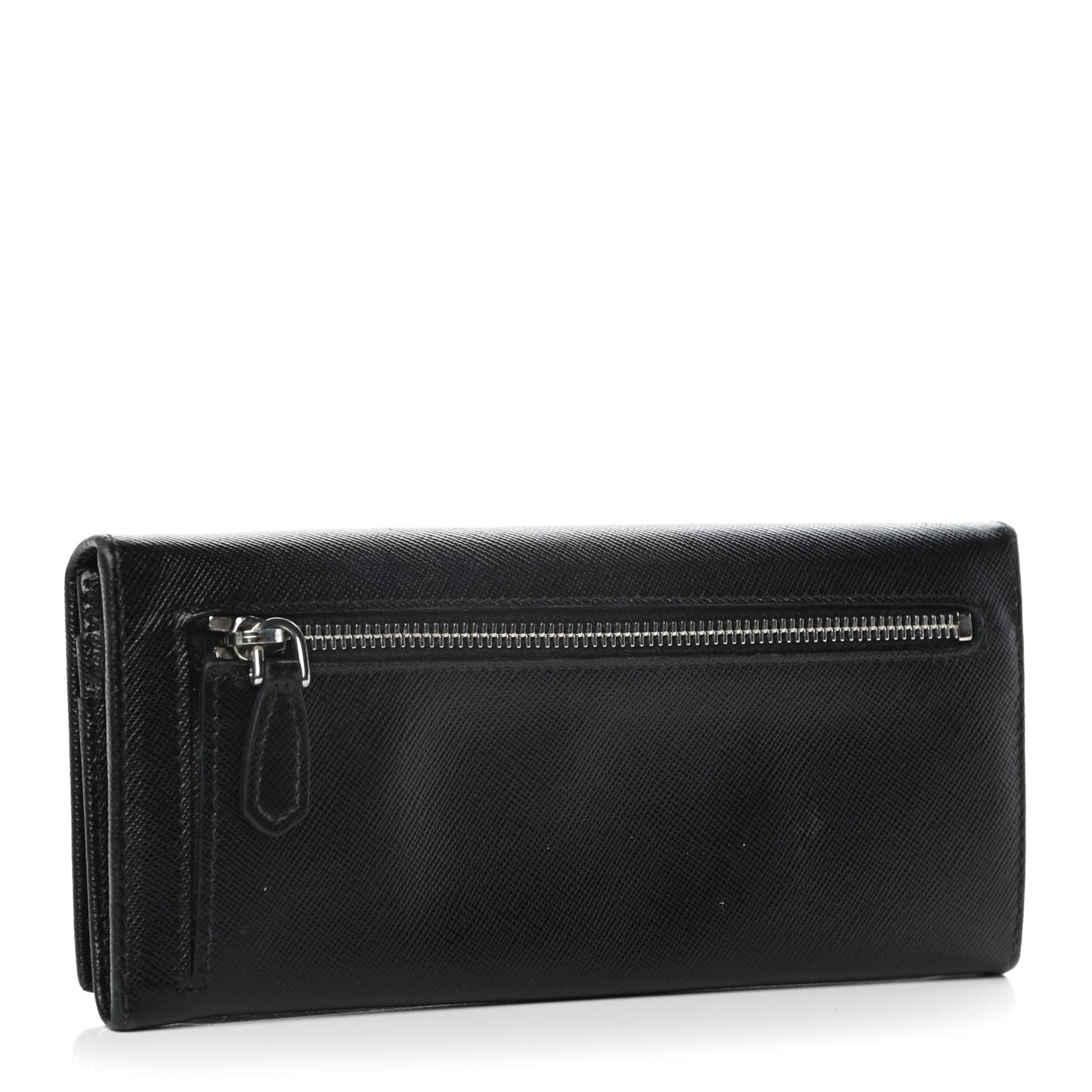 Saffiano Triangle Continental Flap Wallet Black