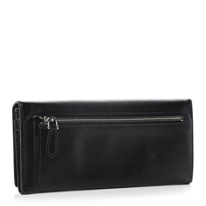 Prada Saffiano Triangle Continental Flap Wallet Black 3 of 13