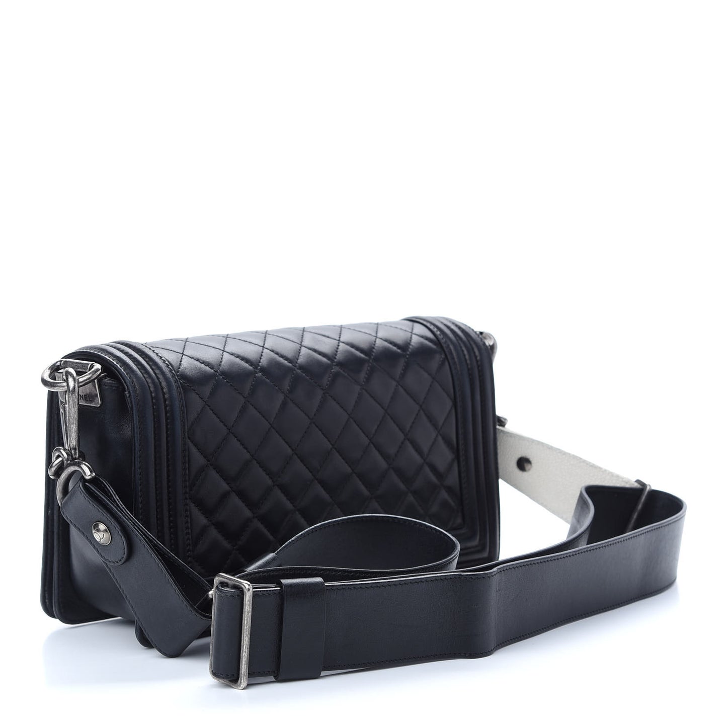 Lambskin Stingray Quilted Medium Boy Flap Black