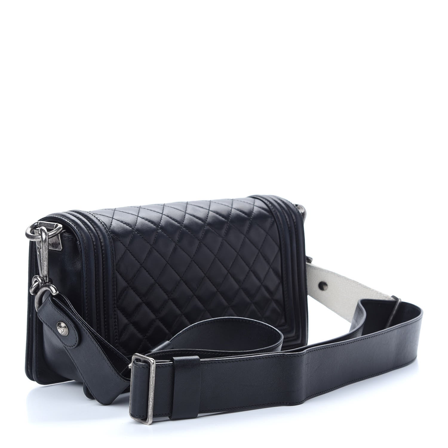 Chanel Lambskin Stingray Quilted Medium Boy Flap Black 2 of 8