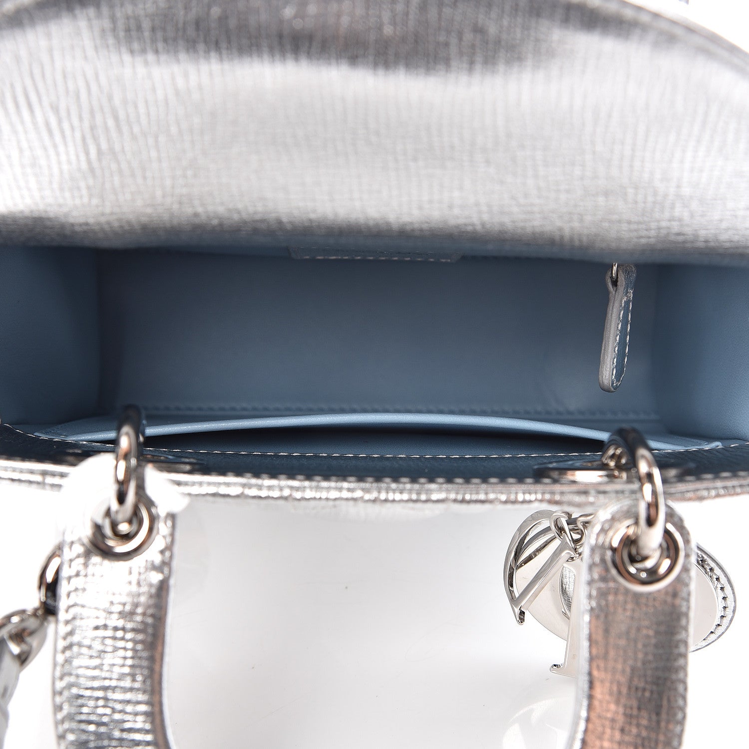 Christian Dior Metallic Grained Calfskin Cannage Small Lucky Badges My Lady Dior Silver 7 of 10