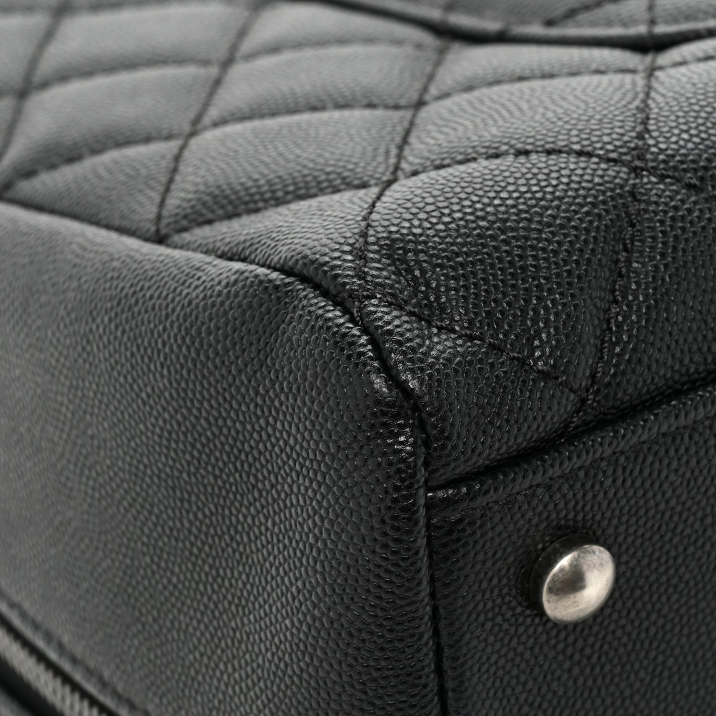 Caviar Lizard Quilted Coco Handle Bowler Black