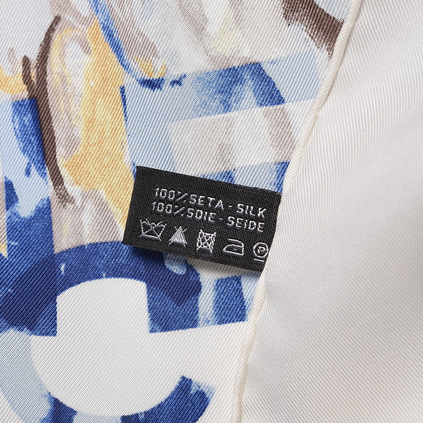 Silk Square Scarf Ivory Havana Beige