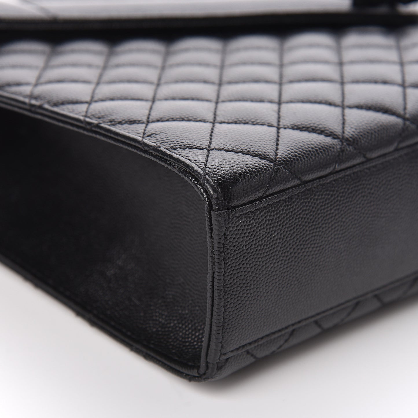 Grain De Poudre Textured Mixed Matelasse Large Triquilt Monogram Monochrome Satchel Black
