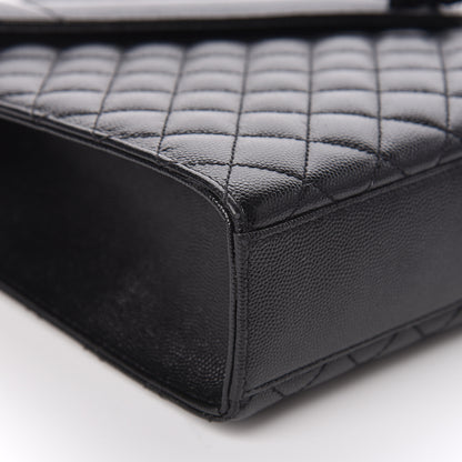 Saint Laurent Grain De Poudre Textured Mixed Matelasse Large Triquilt Monogram Monochrome Satchel Black 8 of 10