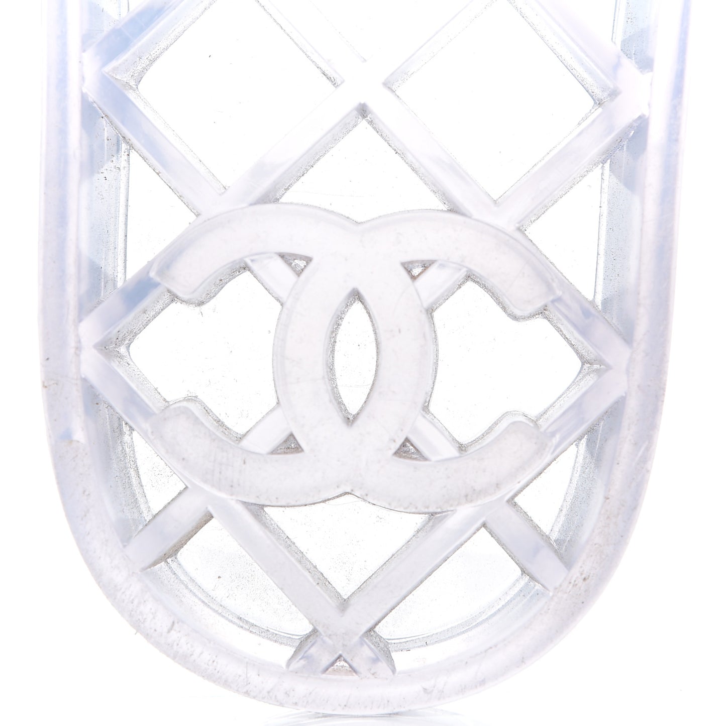 PVC Transparent Fabric CC Flat Slide Sandals 36 Navy