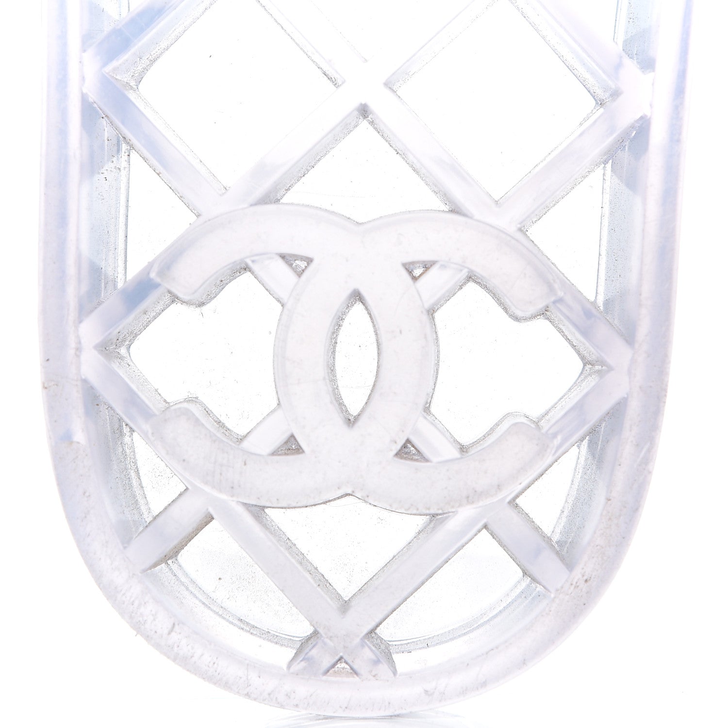 Chanel PVC Transparent Fabric CC Flat Slide Sandals 36 Navy 6 of 12