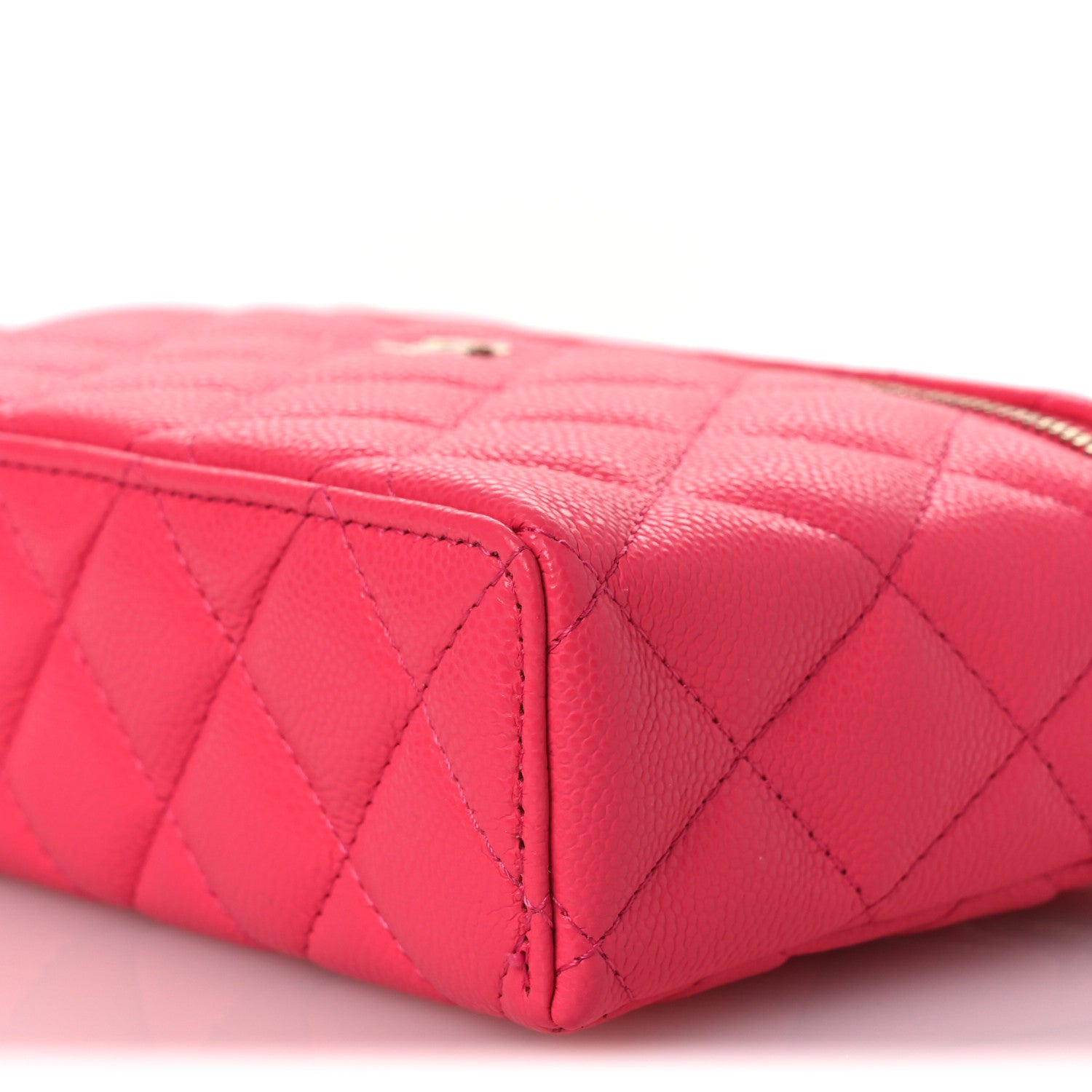 Chanel Caviar Quilted Top Handle Slim Vanity With Chain Fuchsia 10 of 10
