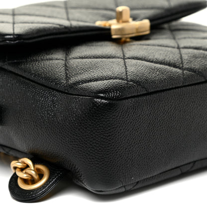 Chanel Shiny Caviar Quilted Chain Melody Backpack Black 9 of 13