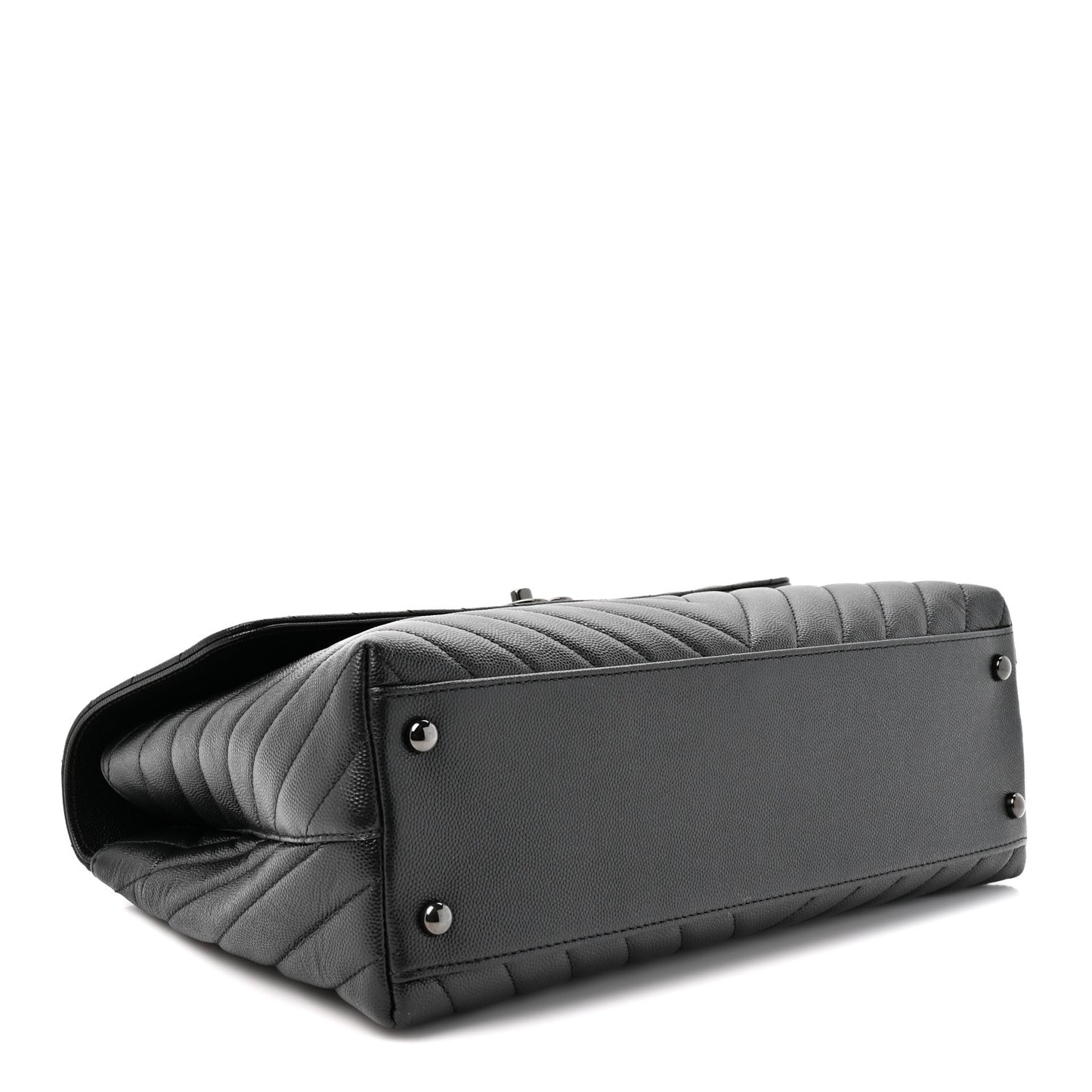 Caviar Chevron Quilted Medium Coco Handle Flap So Black