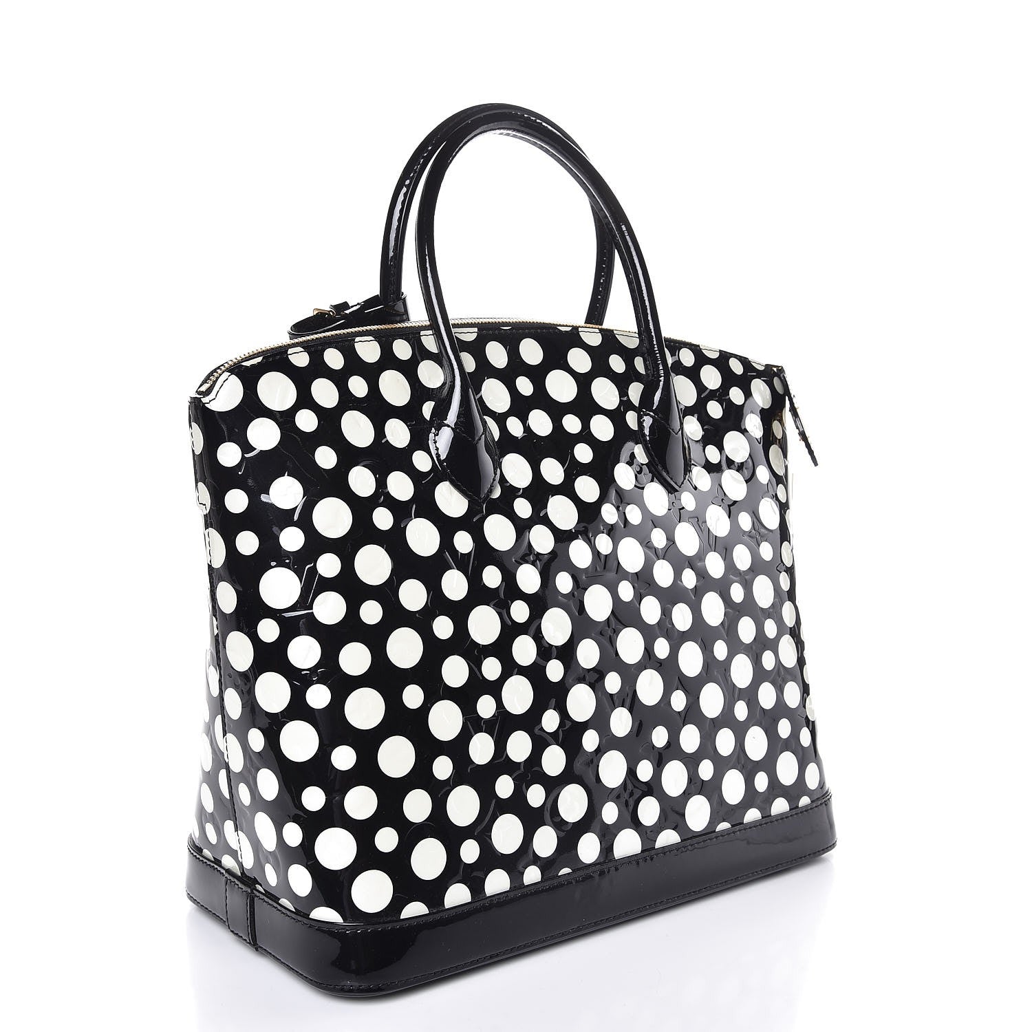 Louis Vuitton Vernis Kusama Infinity Dots Lockit MM Black 3 of 7
