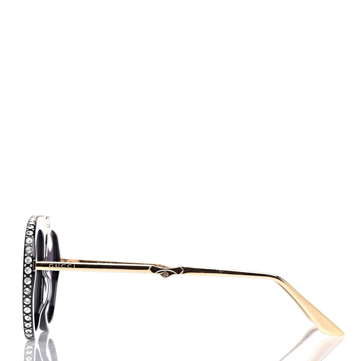 Gucci Acetate Crystal Foldable Aviator Sunglasses GG0307S Black 3 of 11