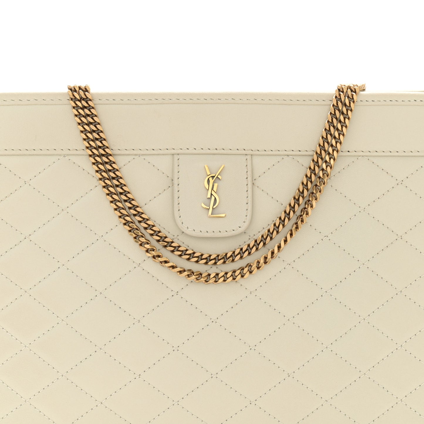 Lambskin Quilted Monogram Baby Victoire Chain Clutch Blanc Vintage