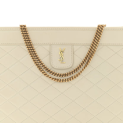 Saint Laurent Lambskin Quilted Monogram Baby Victoire Chain Clutch Blanc Vintage 8 of 12