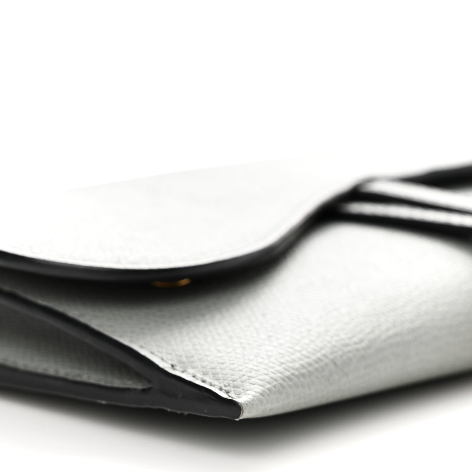 Christian Dior Grained Calfskin Saddle Chain Wallet Pouch Grey Stone 10 of 15