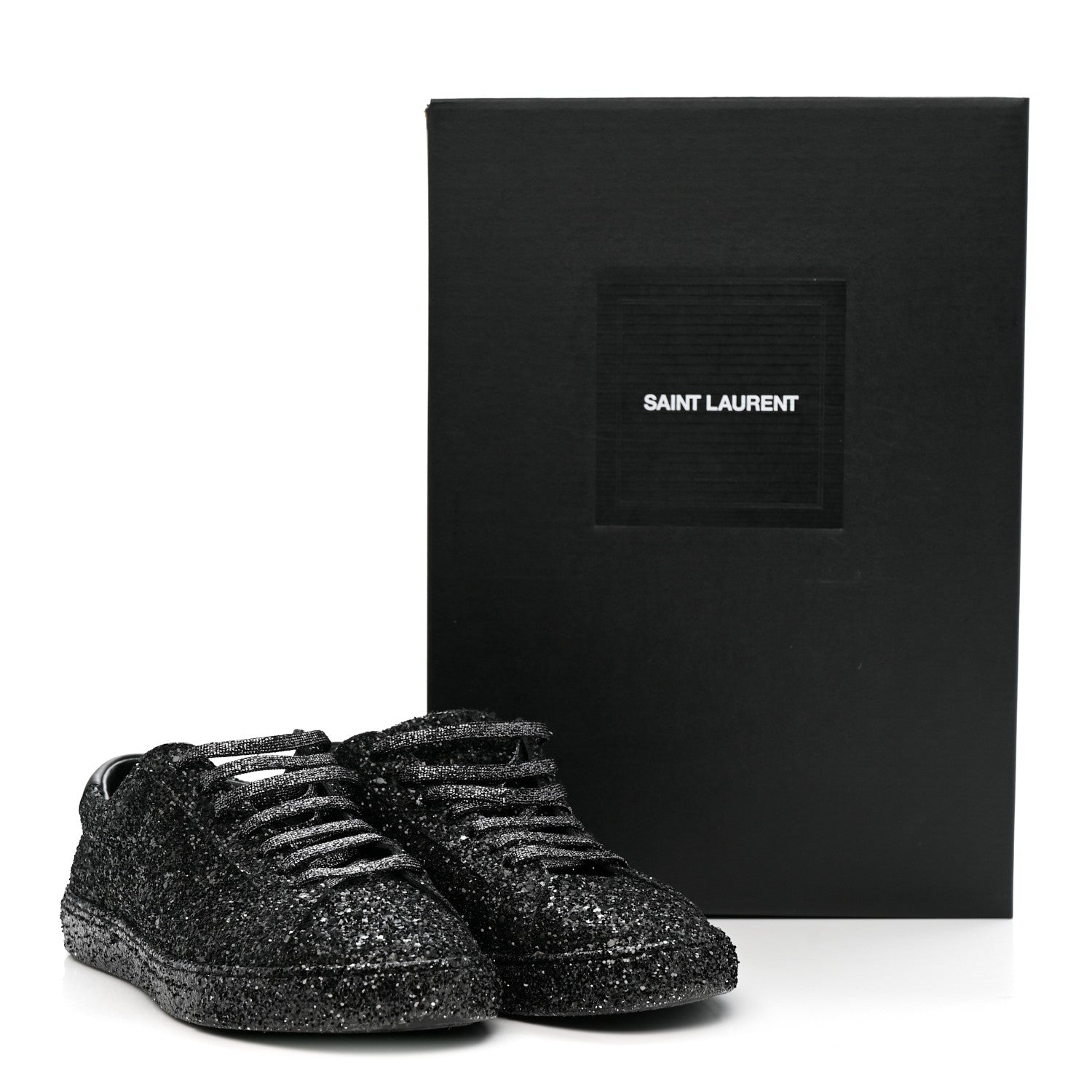 Saint Laurent Calfskin Crystal Glitter Andy Sneakers 38.5 Black 20 of 20