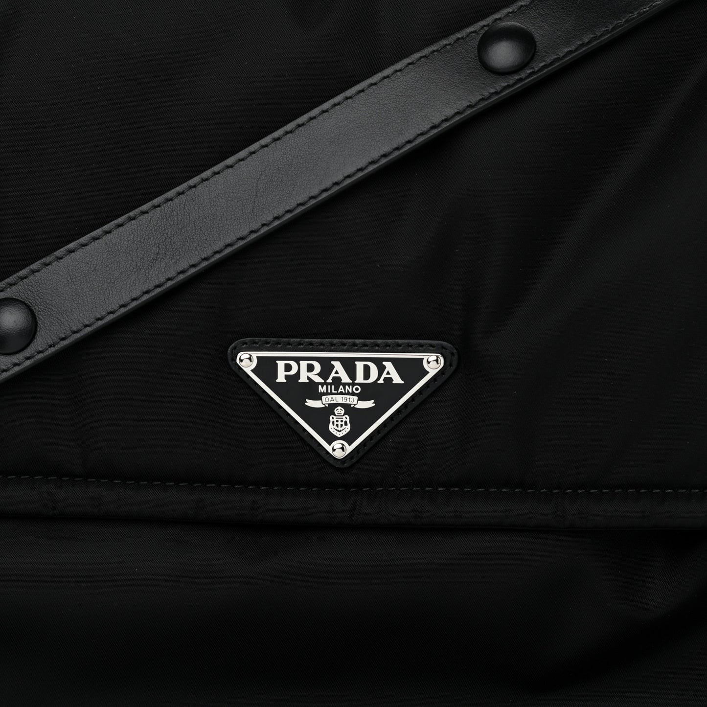 Re-Nylon Vitello Padded Large Flap Shoulder Bag Black