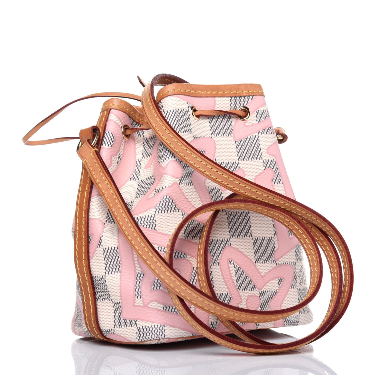 Louis Vuitton Damier Azur Tahitienne Nano Noe Rose Ballerine 3 of 15