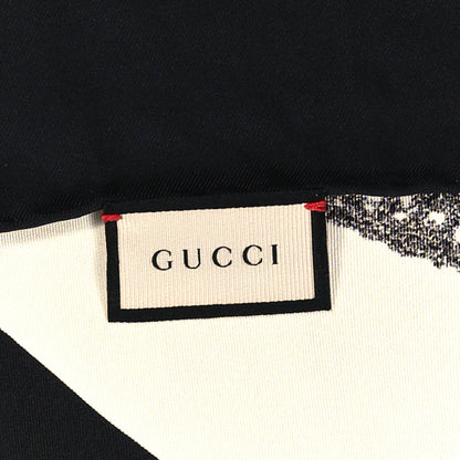 Gucci Silk Snake Square Scarf White Black 3 of 3