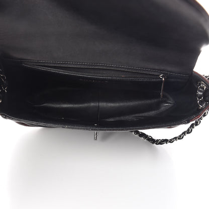 Chanel Lambskin Quilted Large Classic Twist Crescent Flap Black Burgundy 5 of 13