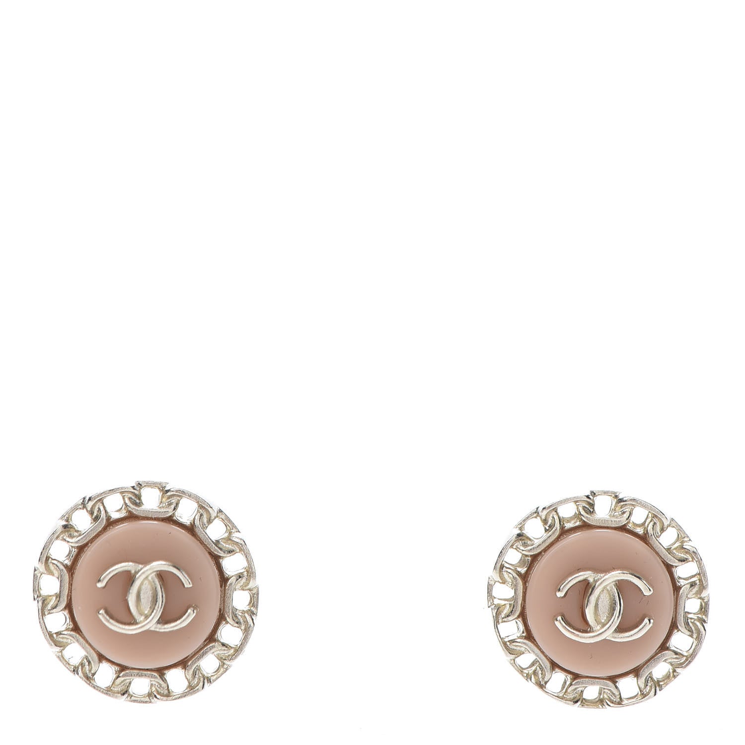 Chanel Resin Chain CC Round Earrings Gold Pink 1 of 5