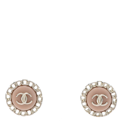 Chanel Resin Chain CC Round Earrings Gold Pink 1 of 5
