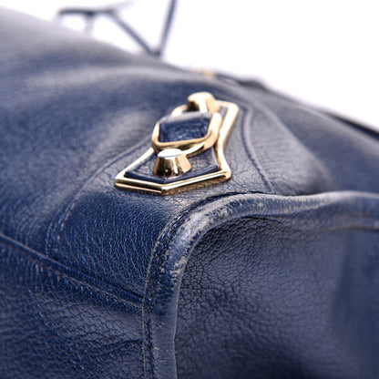 Balenciaga Chevre Gold Metallic Edge Hardware City Bleu Nuit Dark Sea 11 of 12