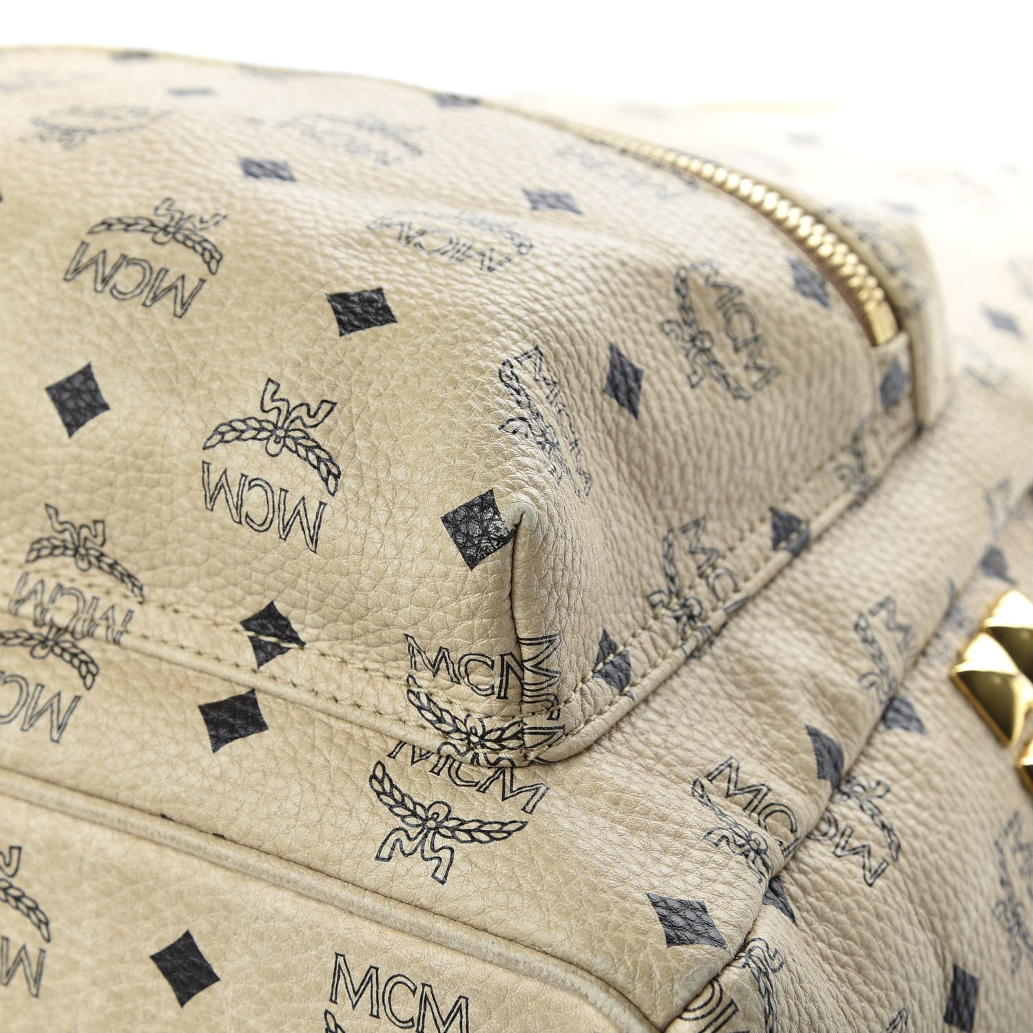 MCM Visetos Medium Side Studs Stark Backpack Beige 11 of 13