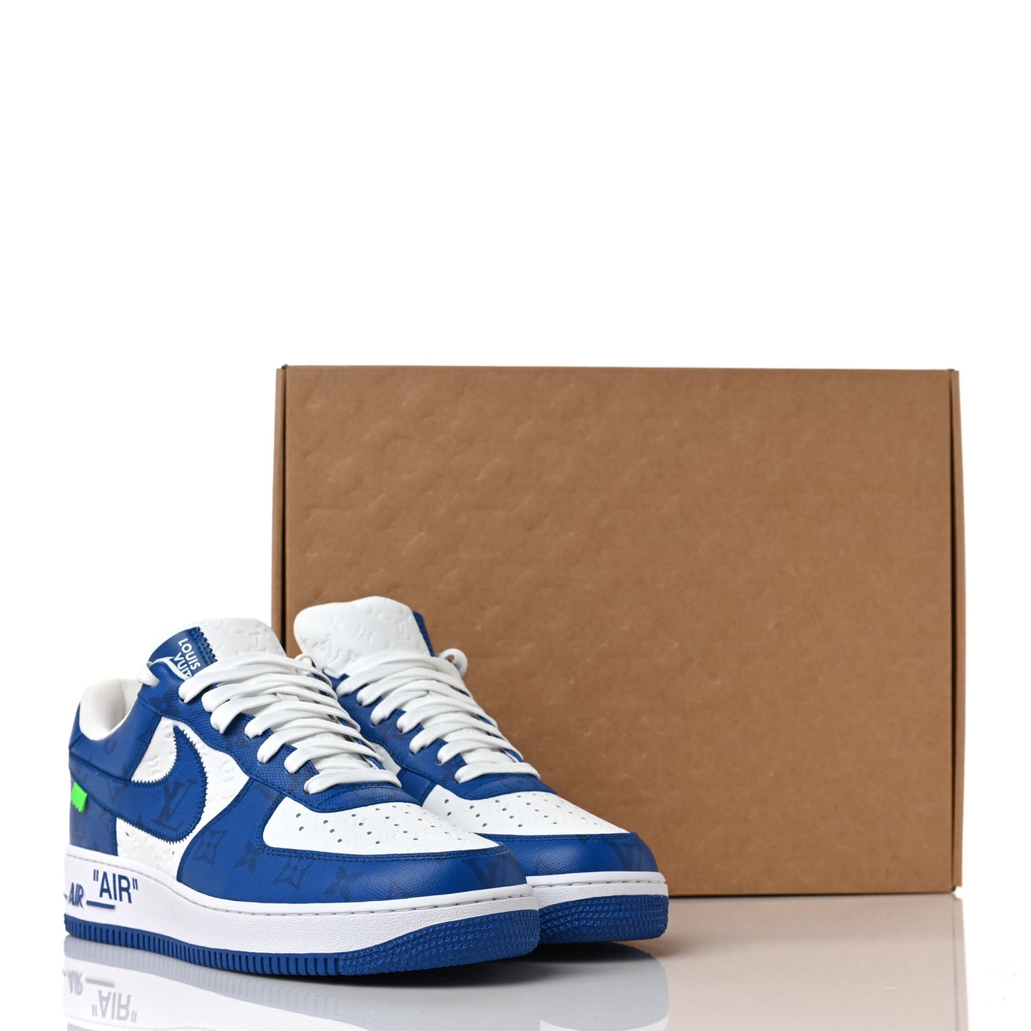 X NIKE AIR FORCE 1 Calfskin Monogram Mens Sneakers 9.5 Blue