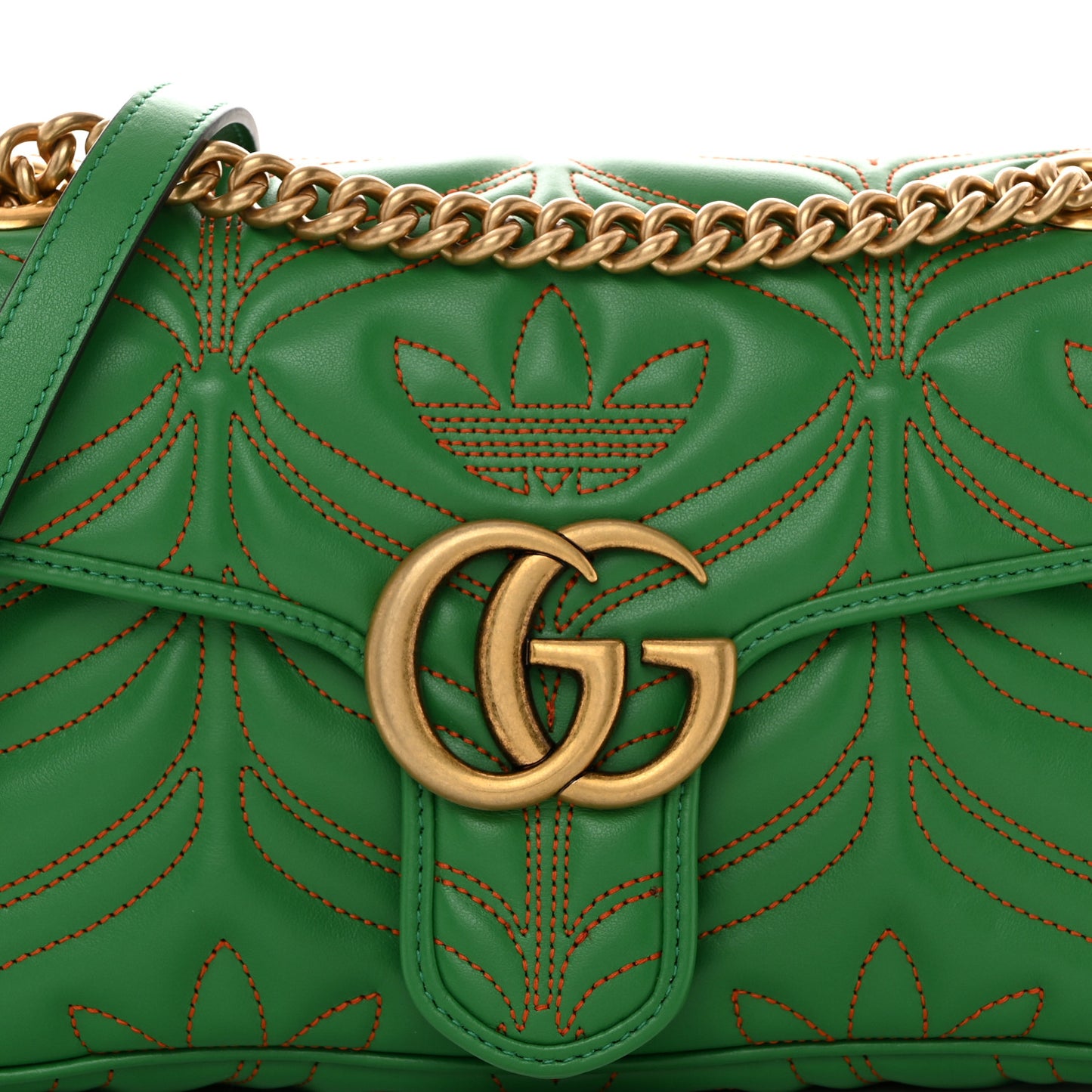 X Adidas Calfskin Matelasse Small GG Marmont Shoulder Bag Green