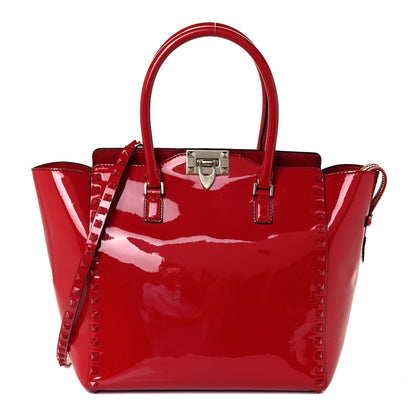 Valentino Garavani Patent Monochrome Rockstud Double Handle Tote Rosso Valentino 1 of 9