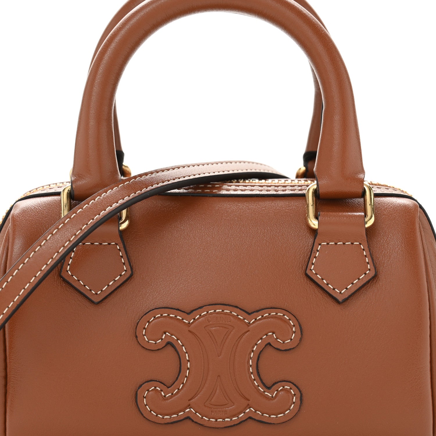 Celine Smooth Calfskin Triomphe Mini Boston Bag Tan 1744252