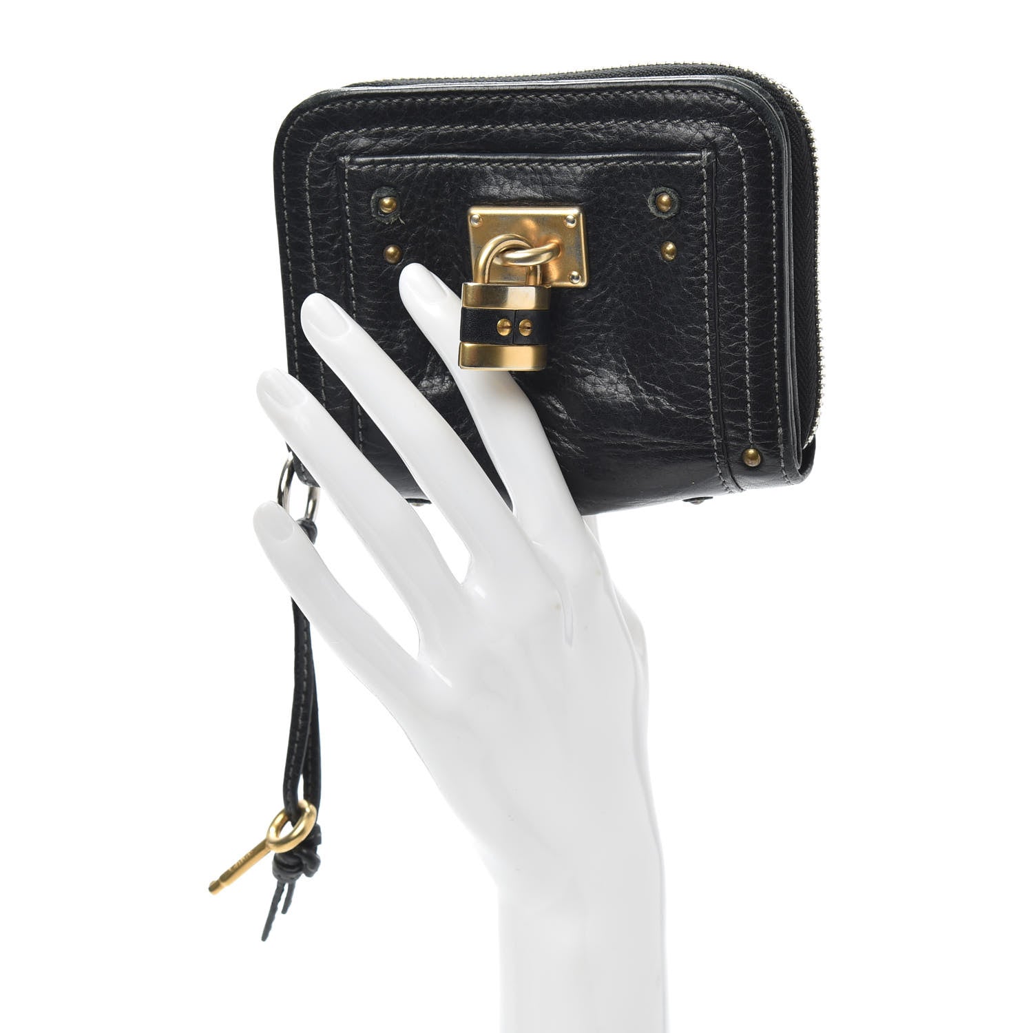 Chloe Calfskin Paddington Compact Zip Around Coin Purse Wallet Black 2 of 7