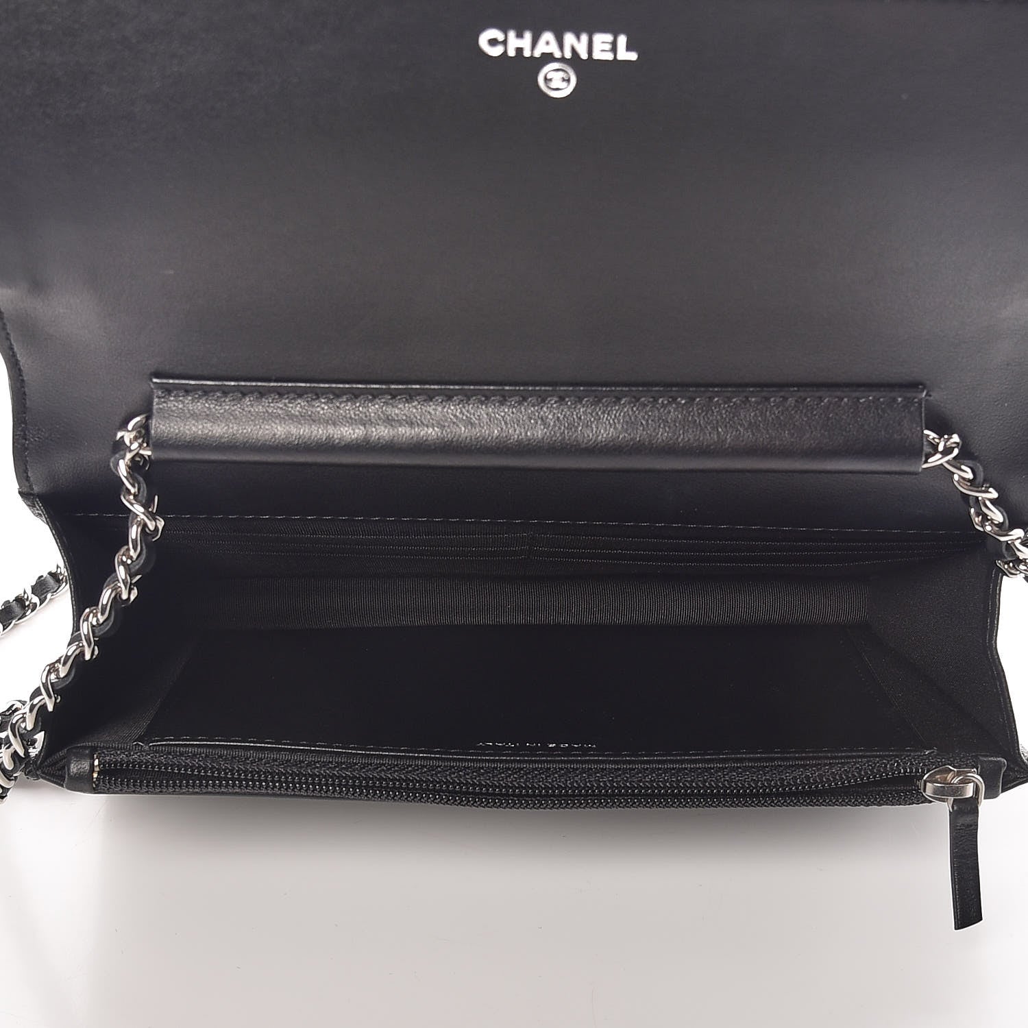 Chanel Lambskin Camellia Embossed Wallet On Chain WOC Black 7 of 11