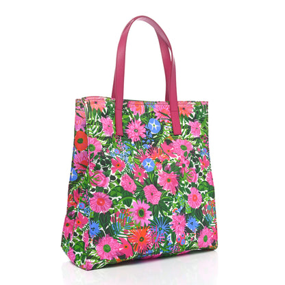Prada Tessuto Nylon Floral Print Tote Pink 3 of 9
