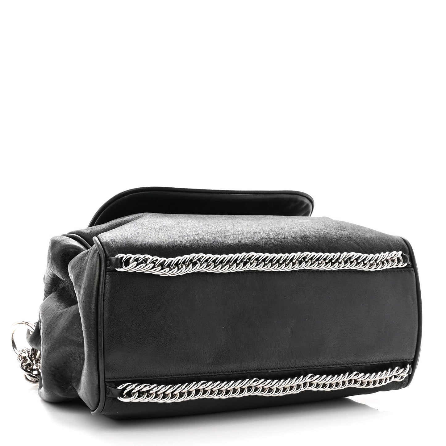 Washed Lambskin Quilted Bijoux Chain Accordion Flap Black