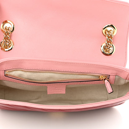 Gucci Azalea Calfskin Enamel Matelasse Diagonal Small Torchon GG Marmont Shoulder Bag New Cherry Red Wild Rose 4 of 9