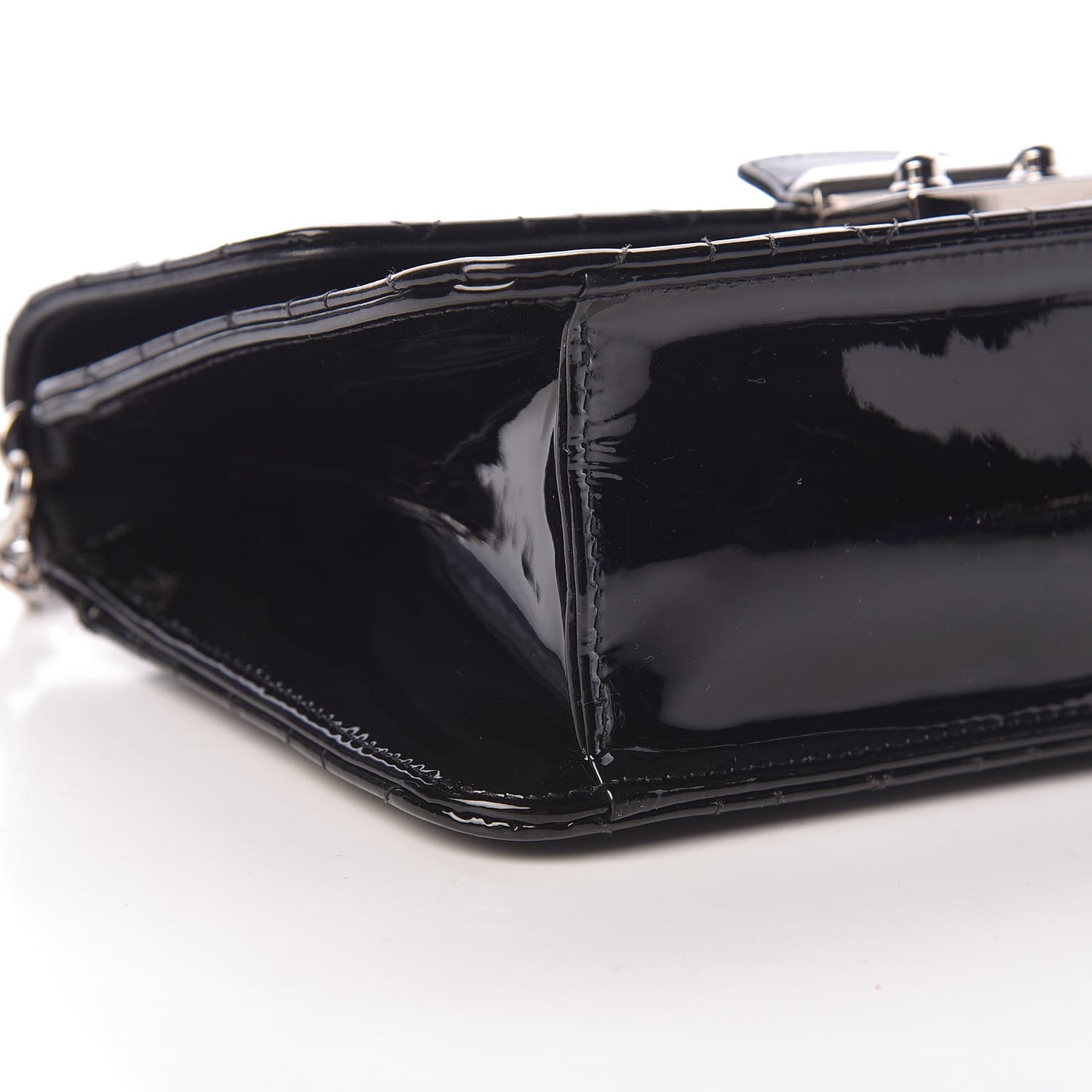 Patent Cannage Miss Dior Promenade Pouch Black